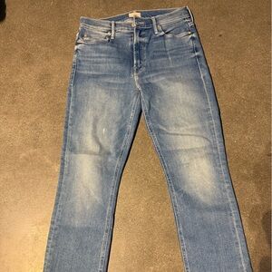 MOTHER mid rise dazzler ankle fray